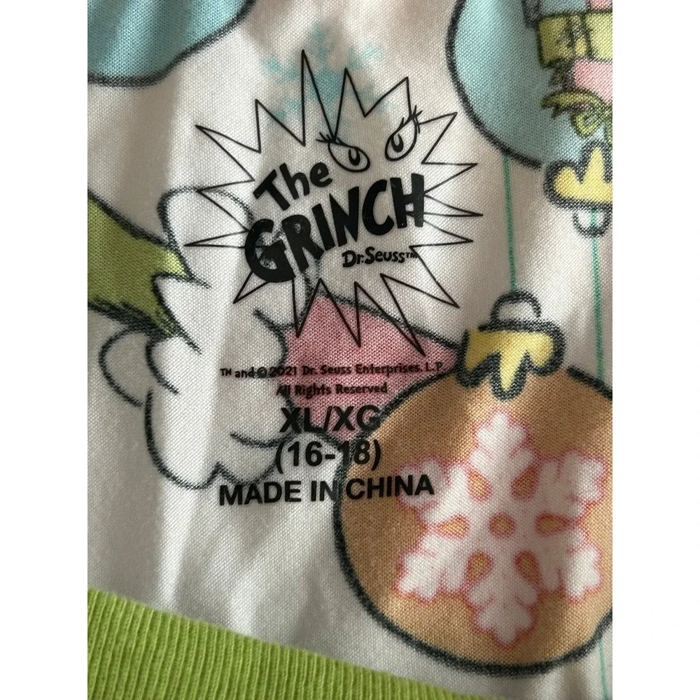 Dr Seuss The Grinch Pajama Set Girls XL 16-18 Nostalgic Christmas Holiday 2 Pc
